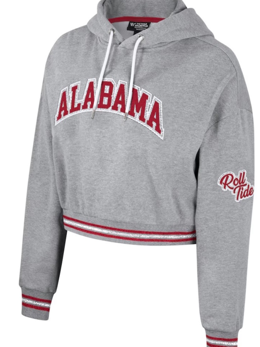 Alabama Cropped Hoodie Sweater The Wild Collective Gray and Red Size XL